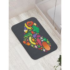 Healthy Eating Natural Heart Bath Mat