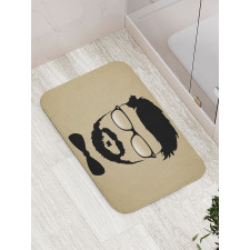 Hipster Boy Silhouette Bath Mat