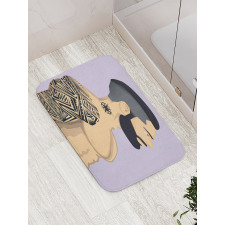 Muscular Boy with Tattoos Bath Mat