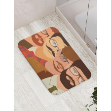 Male Hipster Characters Bath Mat