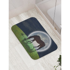 Horse on Hill Full Moon Bath Mat