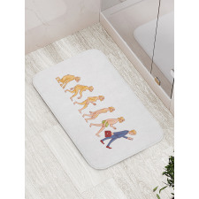 Ape to Man Cartoon Design Bath Mat