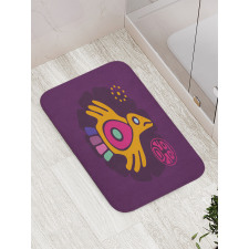 Symbolic Bird and Stamp Art Bath Mat