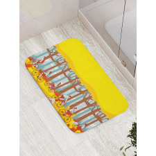 Riding Bicycles in Woodland Bath Mat