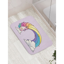 Funny Unicorn Colorful Mane Bath Mat