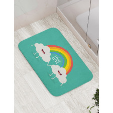 Love Wording Happy Clouds Bath Mat