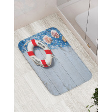 Fishing Net Wood Seashell Bath Mat