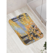Gouache Autumn Scenery Art Bath Mat