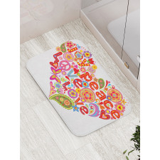 Hippie Floral Heart Sign Bath Mat