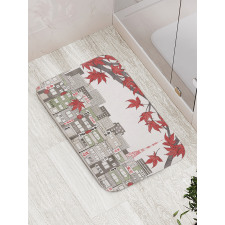 Japanese City Art Panorama Bath Mat