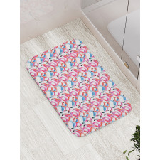 Watercolor Pastel Birds Bath Mat