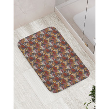 Tropic Leaves in Earth Tones Bath Mat