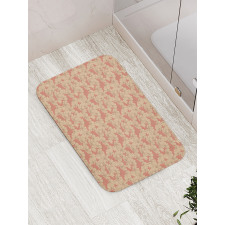 Simplistic Nostalgic Flowers Bath Mat