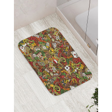 Doodle Style Art Bingo Bath Mat