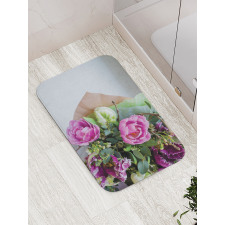 Delicate Floral Bouquet Photo Bath Mat