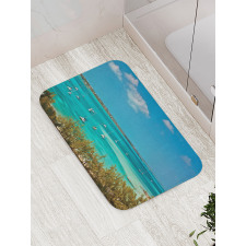 Anchored Boats in Sea Bath Mat