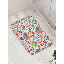 Colorful Blooms Birds Bath Mat