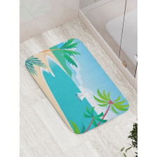 Cartoon Tropic Coast Bath Mat