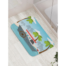 Cartoon Boat Palms Bath Mat