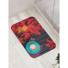 Coffee Fall Leaves Bath Mat