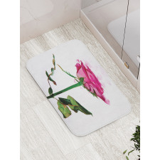 Single Flower Branch Bath Mat