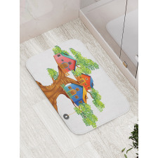 Cartoon Cottages Bath Mat