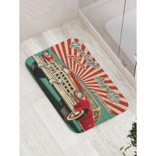 Grunge Retro Car Sunburst Bath Mat