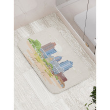 Graphics of City Silhouette Bath Mat