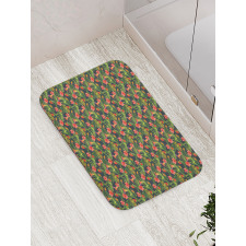 Banana Leaves Strawberry Bath Mat