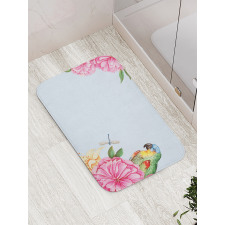 Watercolor Parrots Bath Mat