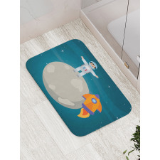 Happy Astronaut on Moon Bath Mat