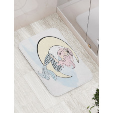 Mermaid Girl on Crescent Bath Mat