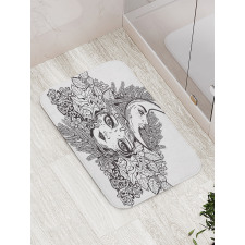 Girl Crescent Sketch Art Bath Mat