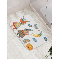 Pumpkin Crescent Cat Bath Mat