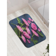 Roses Leaves on Branches Bath Mat