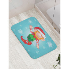 Little Man Dwarf and Snowflakes Bath Mat