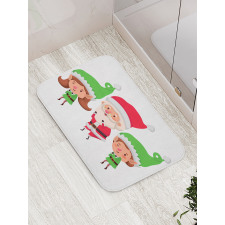 Young Girl and Boy Santa Claus Bath Mat