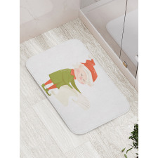 Happy Old Lady Reading a List Bath Mat