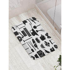 Monochrome Garden Items Bath Mat