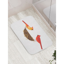 Red Cardinals Couple Nest Bath Mat