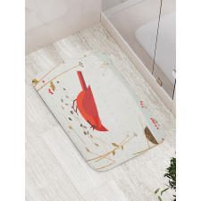 Red Cardinal in Autumn Bath Mat