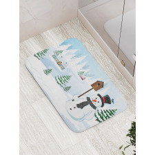 Frosty Holds Nest Graphic Bath Mat