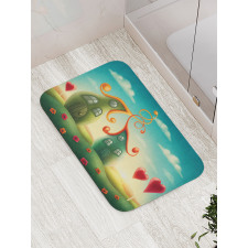 Heart Shaped Trees Red Bath Mat