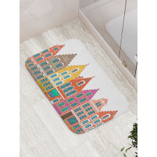 European Colorful Houses Bath Mat