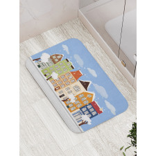 Winter Time Dutch Houses Bath Mat