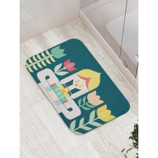 Dutch Girl and Flowers Bath Mat