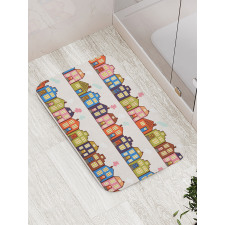 Funky Houses on Streets Bath Mat