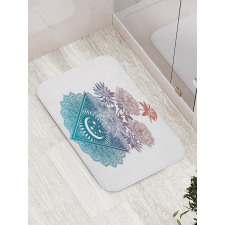 Flowers Moon and Lace Motif Bath Mat