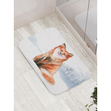 Fine Art Winter Animal Painting Bath Mat