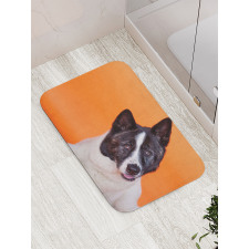 Akita on Orange Bath Mat